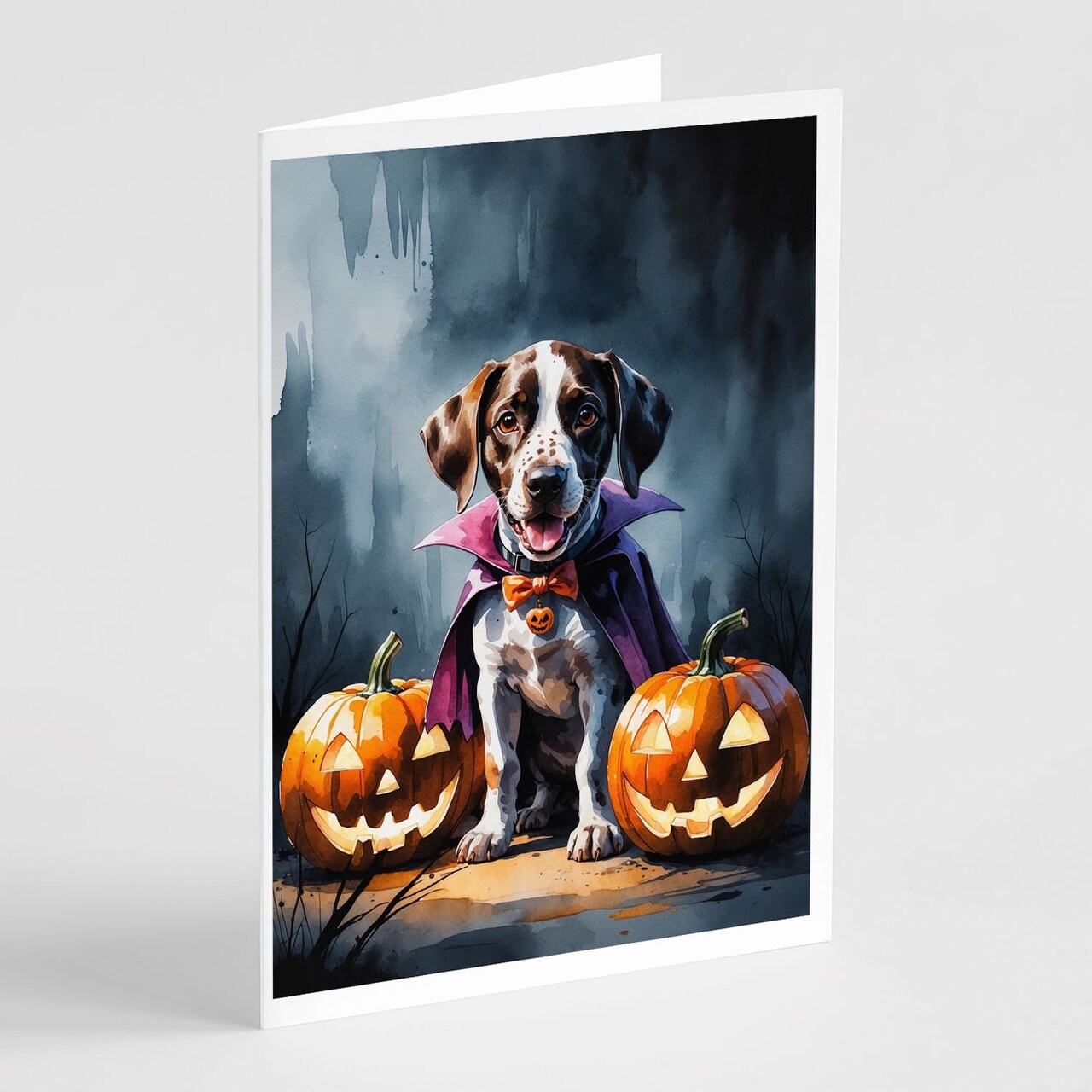 Edge Collections - 5" x 7" - Multicolor - German Shorthaired Pointer Halloween Greeting Cards - 8 Pieces